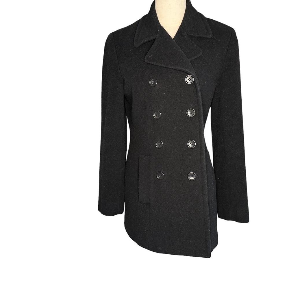 Jones Sport Wool Double Breasted Black Pea Coat